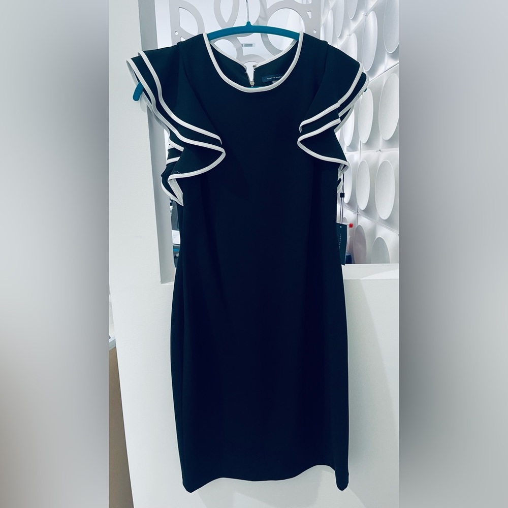 Elegant Black and White Ruffle Dress
